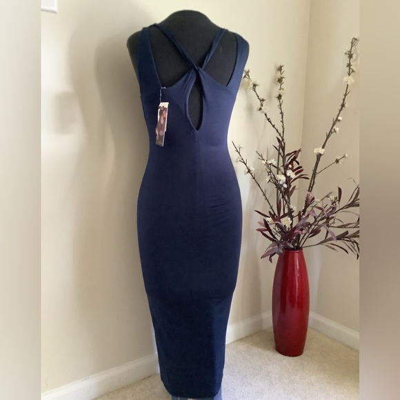Navy Blue Fun Summer Dress w/ crisscross detailed back - Picture 3 of 3